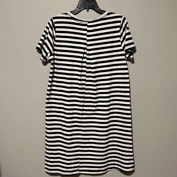Bobeau Black & White Striped Crew Neck Shirt Dress Size Medium Nwot Cotton - Picture 3 of 5